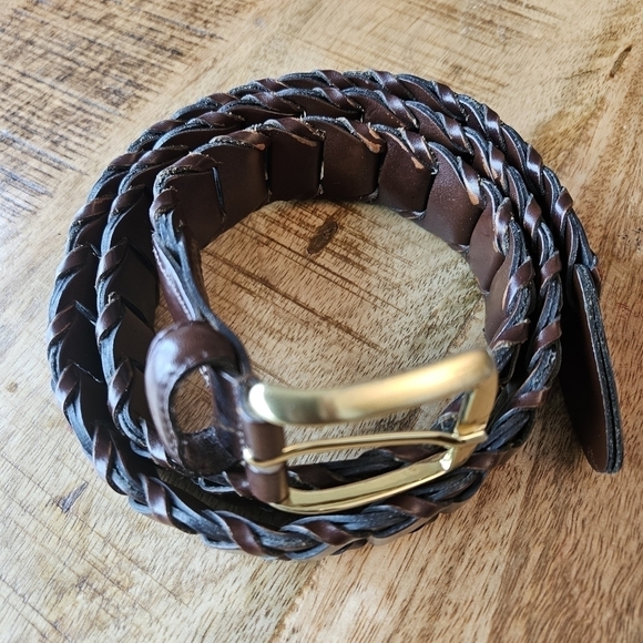 Men's Genuine Leather and Bonded Links Brown belt Size 38 - Picture 1 of 4